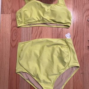Motherhood Maternity Neon Yellow Bikini Set
